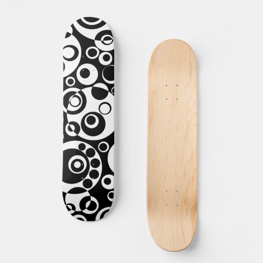 Abstrakte Blasen 03 - B/W - Retro Skateboard (Vorderseite)