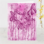 Abstrakte bläserne Farbe Spritzer & Lilien Karte (Gelbe Blume)