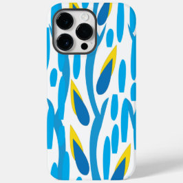 Abstrakte Blätter aus blau-gelb, trendy Chic Case-Mate iPhone 14 Pro Max Hülle