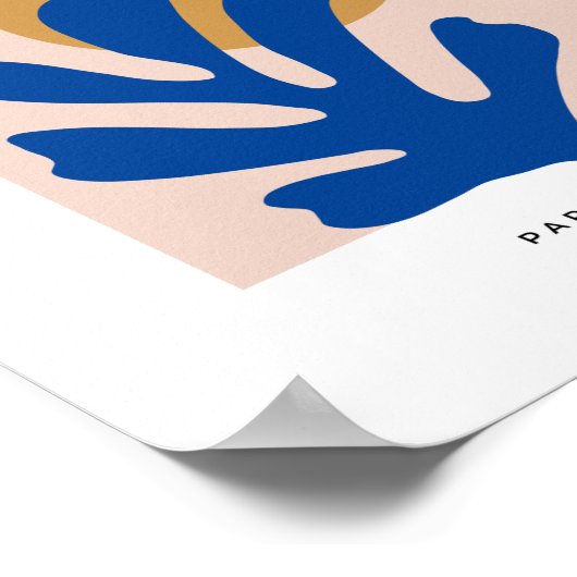 Abstrakte Blätter Blau Moderne Formen Schnitt Outs Poster (Ecke)