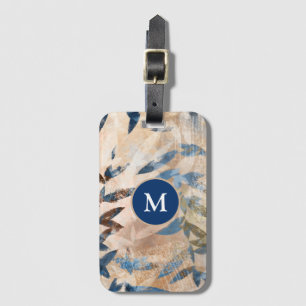 Abstrakte Blätter - blau und neutral Gepäckanhänger