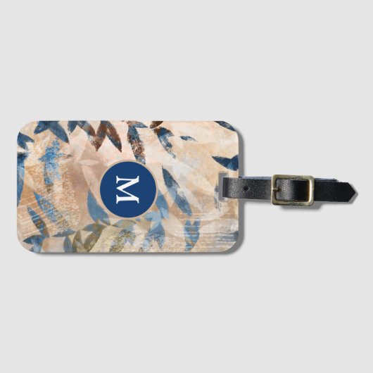 Abstrakte Blätter - blau und neutral Gepäckanhänger (Vorderseite (Horizontal))