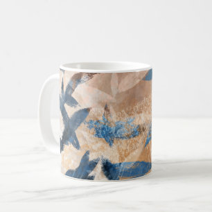 Abstrakte Blätter - blau und neutral Kaffeetasse