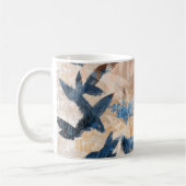 Abstrakte Blätter - blau und neutral Kaffeetasse (Links)