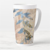 Abstrakte Blätter - blau und neutral Milchtasse (Rechte Ecke)
