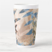 Abstrakte Blätter - blau und neutral Milchtasse (Vorderseite)