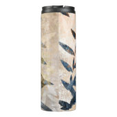 Abstrakte Blätter - blau und neutral Thermosbecher (Rückseite)
