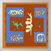 Abstrakte Blätter Braunfeld Poster (Vorne)