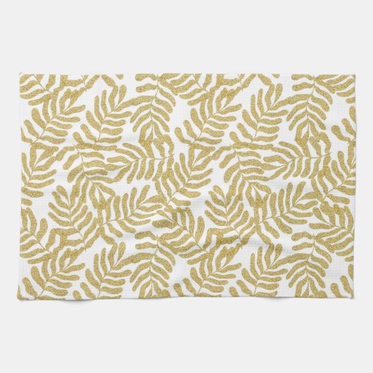 Abstrakte Blätter des Gold Glitzer Geschirrtuch (Horizontal)