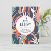 Abstrakte Blätter Einladung zum Geburtstag (Stehend Vorderseite)