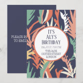 Abstrakte Blätter Einladung zum Geburtstag (Vorne/Hinten)