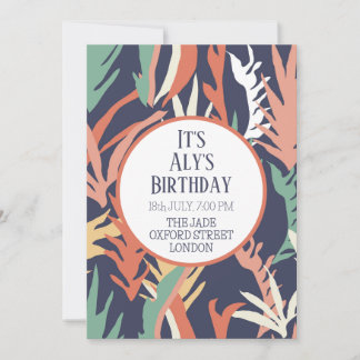 Abstrakte Blätter Einladung zum Geburtstag