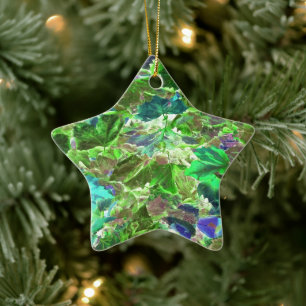 Abstrakte Blätter Foliage Green Keramikornament