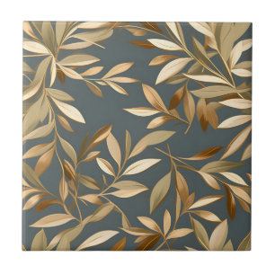 Abstrakte Blätter für Gold und Olivenöl Fliese