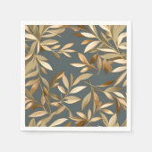 Abstrakte Blätter für Gold und Olivenöl Serviette (Vorderseite)