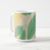 Abstrakte Blätter Grüngelbe Illustration Kaffeetasse (Vorderseite Links)