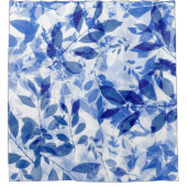 Abstrakte Blätter in Blau und Weiß Duschvorhang (Vorderseite)