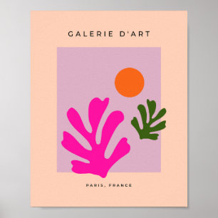 Abstrakte Blätter in Rosa und Orange zum Ausschnei Poster