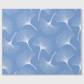 Abstrakte Blätter in Weiß und Blau Geschenkpapier (Flach)