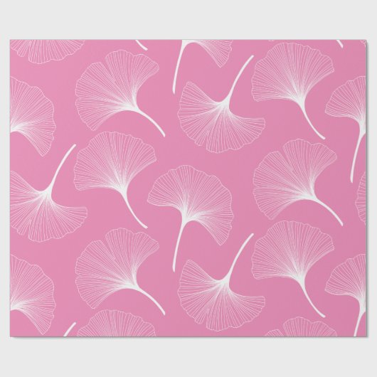 Abstrakte Blätter in Weiß und Rosa Geschenkpapier (Flach)