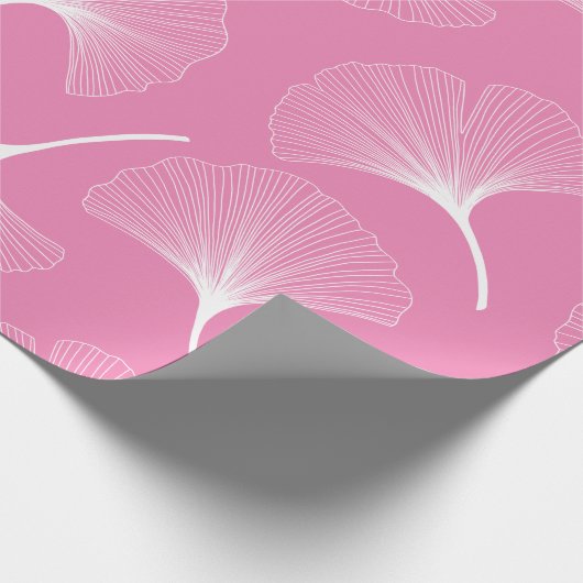 Abstrakte Blätter in Weiß und Rosa Geschenkpapier (Ecke)