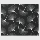 Abstrakte Blätter in Weiß und Schwarz Geschenkpapier (Flach)