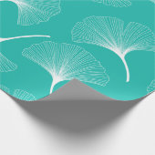 Abstrakte Blätter in Weiß und Türkis Geschenkpapier (Ecke)