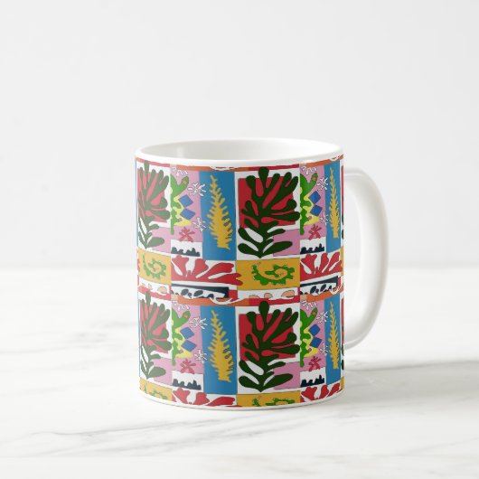 Abstrakte Blätter, MAtisse Style Kaffeetasse (VorderseiteRechts)