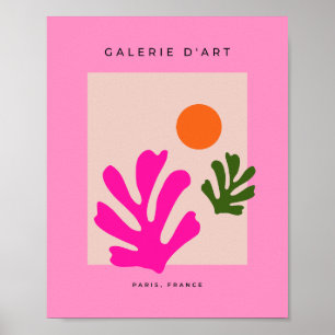 Abstrakte Blätter Minimalistischer Rosa Orange Aus Poster