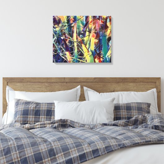 Abstrakte Blätter mit Blumenpraxis Leinwand Kunst, (Insitu (Schlafzimmer))