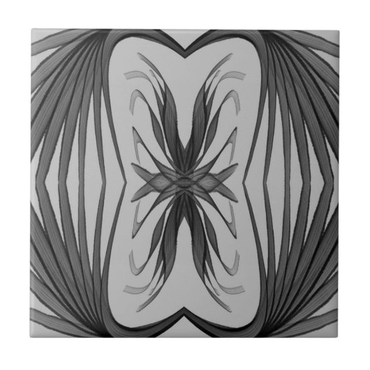 Abstrakte Blätter mit schwarzem und grauem Unterte Fliese (Vorderseite)