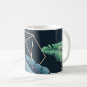 Abstrakte Blätter: Polygonale Linie Nahtlos. Kaffeetasse (VorderseiteRechts)