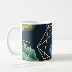 Abstrakte Blätter: Polygonale Linie Nahtlos. Kaffeetasse