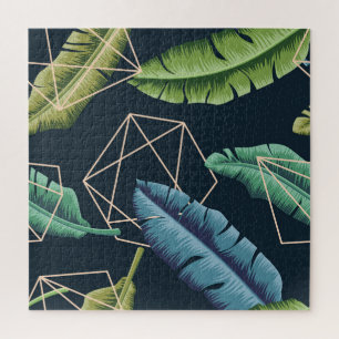 Abstrakte Blätter: Polygonale Linie Nahtlos. Puzzle