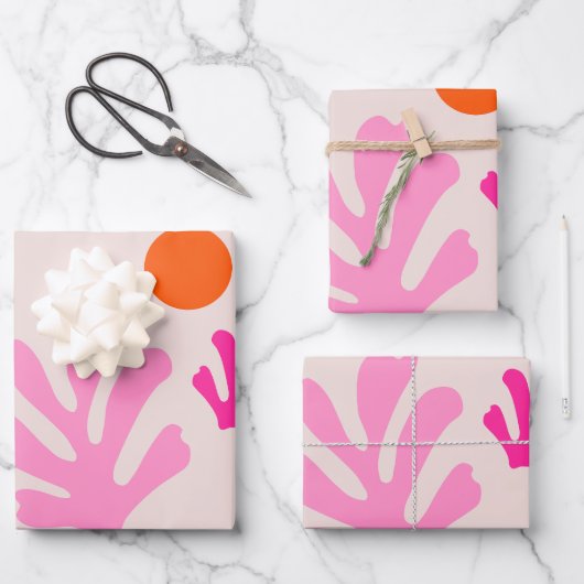 Abstrakte Blätter Rosa Orange Moderne Formen Schni (Vorderseite)