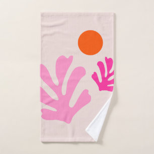 Abstrakte Blätter Rosa Orange Moderne Formen Schni Badhandtuch Set