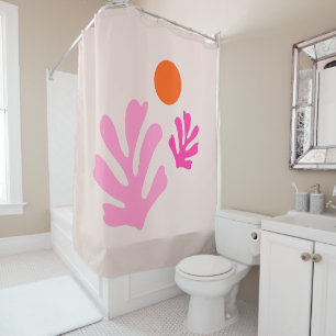 Abstrakte Blätter Rosa Orange Moderne Formen Schni Duschvorhang