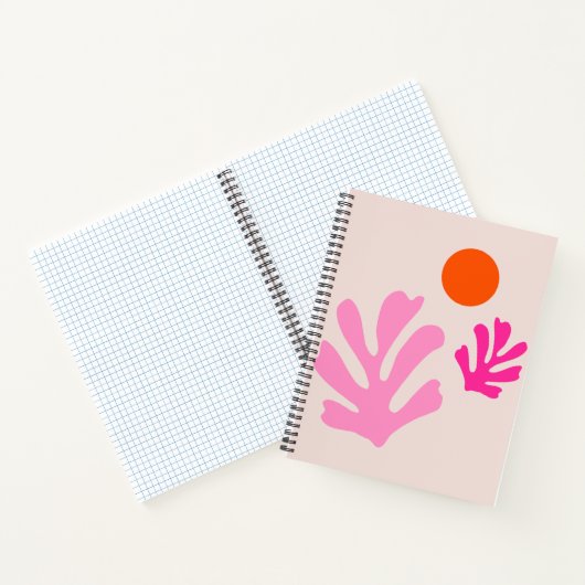 Abstrakte Blätter Rosa Orange Moderne Formen Schni Notizblock (Innenseite)