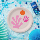 Abstrakte Blätter Rosa Orange Moderne Formen Schni Pappteller (Party)