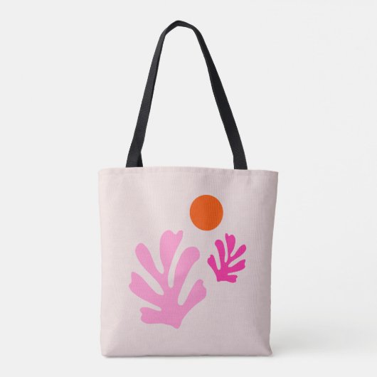 Abstrakte Blätter Rosa Orange Moderne Formen Schni Tasche (Rückseite)