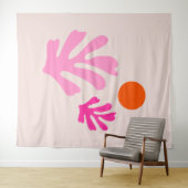 Abstrakte Blätter Rosa Orange Moderne Formen Schni Wandteppich (Beispiel (Horizontal))