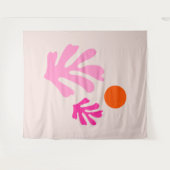 Abstrakte Blätter Rosa Orange Moderne Formen Schni Wandteppich (Vorderseite (Horizontal))