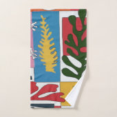 Abstrakte Blätter, Text hinzufügen Badhandtuch Set (Handtuch)