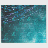 Abstrakte Blätter und Stringleuchten auf Grün Geschenkpapier (Flach)