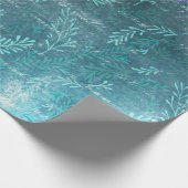 Abstrakte Blätter und Stringleuchten auf Grün Geschenkpapier (Ecke)