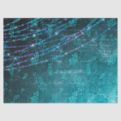 Abstrakte Blätter und Stringleuchten auf Grün Seidenpapier (Vorderseite)