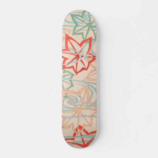 Abstrakte Blätter Vintages japanisches Muster druc Skateboard (Vorne)