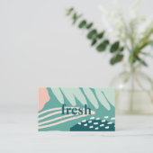 Abstrakte Blattminze Grün, Aquamarin und Rosa Visitenkarte (Stehend Vorderseite)