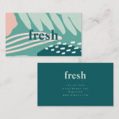 Abstrakte Blattminze Grün, Aquamarin und Rosa Visitenkarte (Vorne/Hinten)