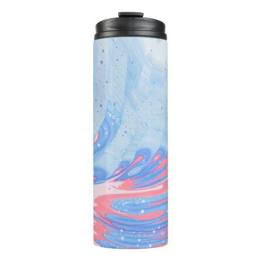 ABSTRAKTE BLAU WEISS UND ROT THERMOSBECHER (Vorderseite)